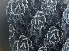 Black Silver Metallic Floral Lace Fabric By the Yard 56" Wide