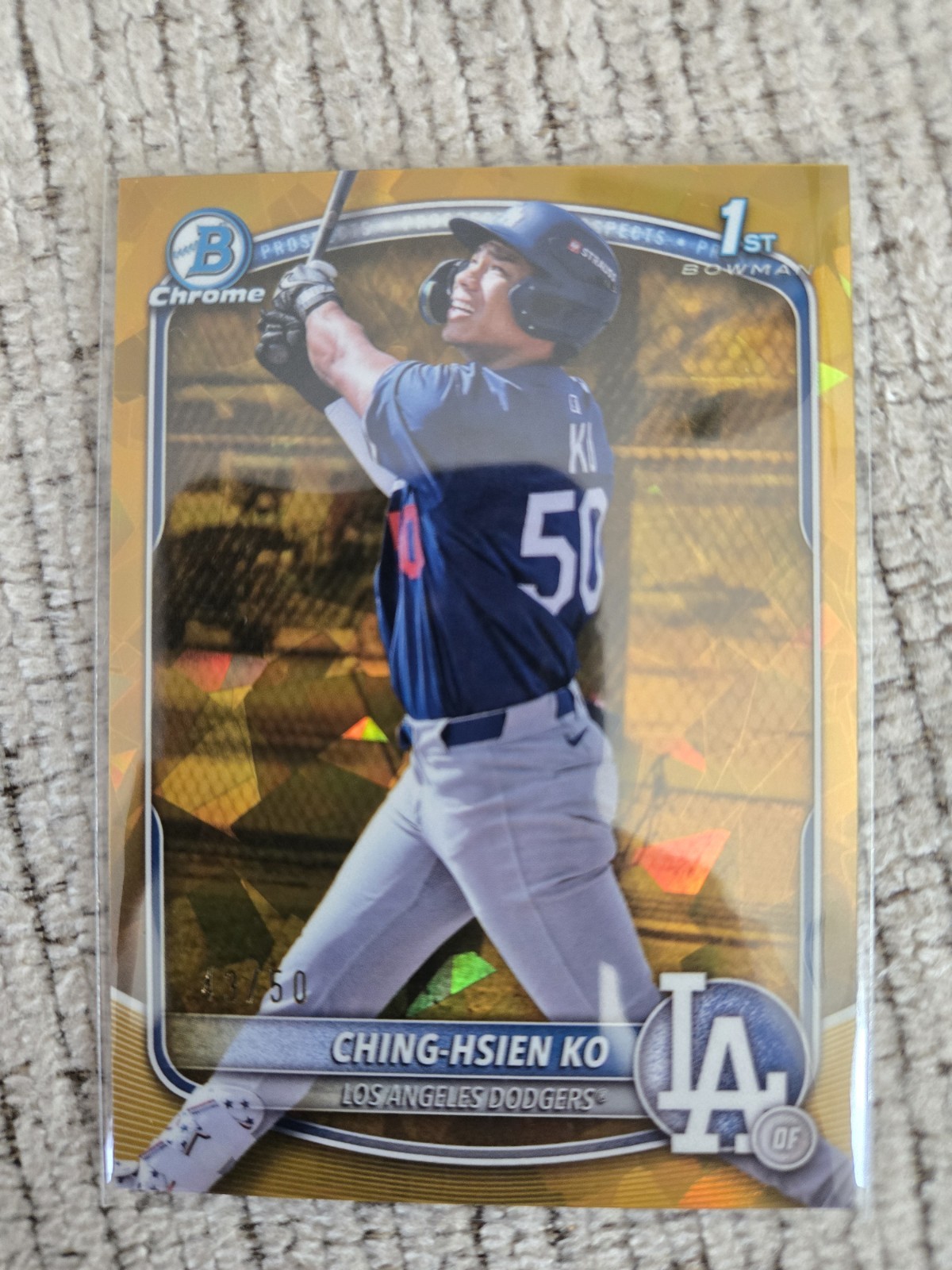 2025 Bowman Chrome 1st Sapphire Ching-Hsien Ko Rookie Gold #/50 Dodgers