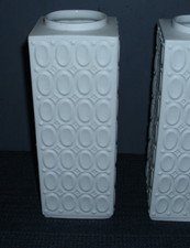 ~70er Seltmann Bisquit Biskuit Porzellan 1v2 Vase Op Art (20,5cm) Pop Relief 905