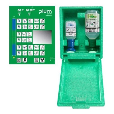 PLUM Augenspülbox pH Neutral Wandbox 500ml+200ml mit Spiegel Staubschutz