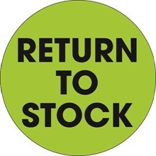 2" Circle - "Return To Stock" Fluorescent Green Labels-500 per Roll
