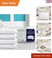 Standard Size Quilted Pillows 4 Pack – Support for Back, Side & Stomach Sleepers