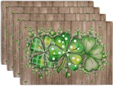 St Patricks Day Eucalyptus Leaves Placemats Set of 18x12inch St Wooden Clover
