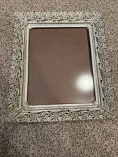 Vintage Hollywood Regency Ornate Floral Filigree Metal Picture Frame 10.5 x 12.5