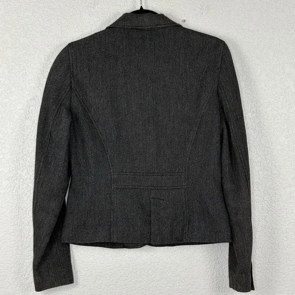 Blazer de lana Eddie Bauer para mujer negro blanco espiga talla M Foto 3 de 4
