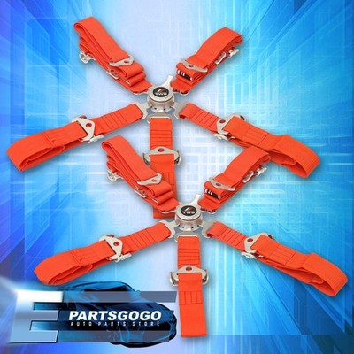 Universal 2X Red 2'' 5-Point Cam Lock Buckle Racing Seat Belt Harness Strap Pair