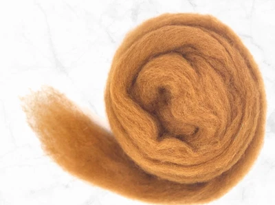 WORLD OF WOOL Corriedale Needle Wet Felting Wool Roving Spinning Amber Chestnut Chap 10-100g
