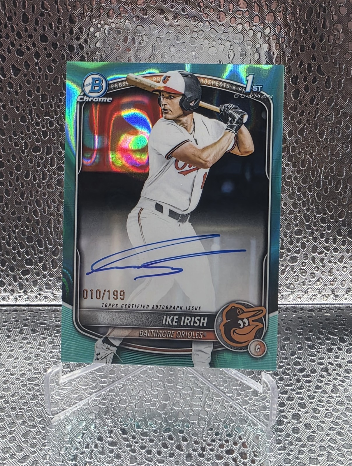 2025 Bowman Draft Chrome Ike Irish Aqua Lava Refractor Auto /199 #CPA-II Orioles