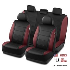 Leather Seat Covers, Breathable Car Seat Covers Full Set for Red Wine Full Set