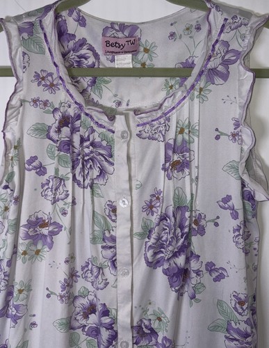 Betsey Johnson, Vtg Betsey Johnson Night Gown Floral Ruffle Boho Granny 90s Cottage Med