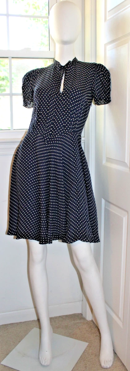 ralph lauren polka dot satin dress Polo Ralph Lauren Polka-dot Silk Georgette Dress in Blue