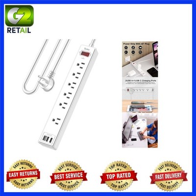 Versatile 6 Ft Extension Cord Power Strip with 6 Outlets & 3 USB Charging Ports