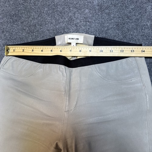 Helmut Lang Lamb Leather Pants Women Sz 6 Pull On Legging Grey Butter Soft - Picture 7 of 8