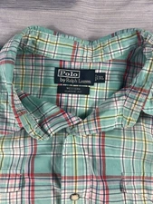 Vintage Polo Ralph Lauren Pearl Snap Shirt Mens XL Green Western Classic Fit