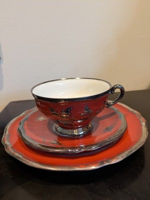 Hutschenreuther Arzberg Sammeltasse Gedeck  Ingeborg Mit Silver Overlay