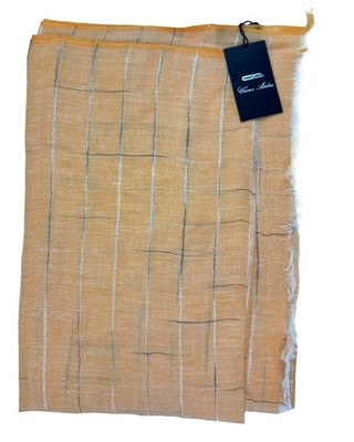 100% New CESARE ATTOLINI Scarf Cashmere Silk Linen ORANGE Men 260792