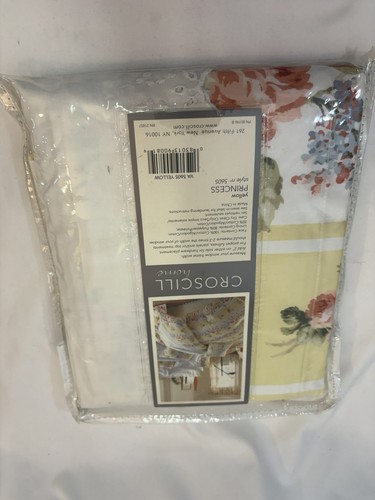 Croscill Tailored Valance Princess Pale Yellow Floral White Eyelet Lace NEW - Picture 1 of 9