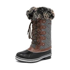Women Winter Mid Calf Boots Warm Fur Lined Waterproof Outdoor Snow Boots