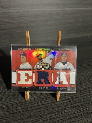 2006 Topps Triple Threads Greg Maddux Johan Santana Rodger Clemens GAME USED /18