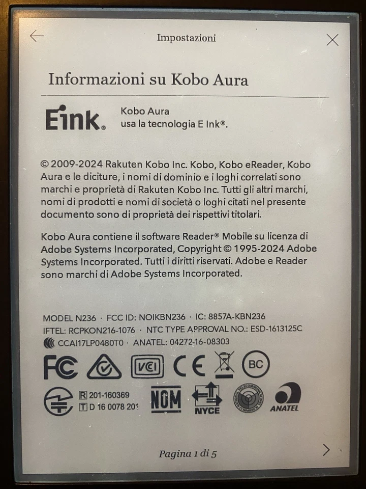 Kobo Aura Edition 2 N236 4GB eReader Wi-Fi 6.0" Nero - Immagine 3 di 4