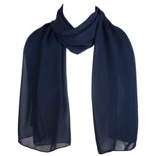 Chiffon Scarf Sheer Wrap for Women Navy Blue