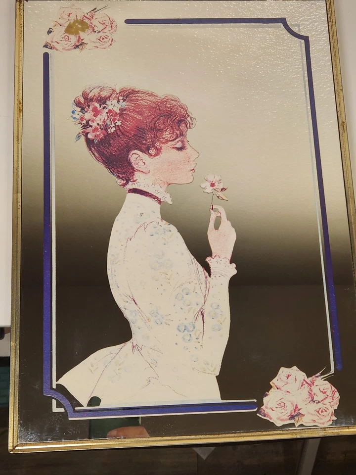 Vintage Josephine Currie 1970s Victorian Lady Mirror Wall Hanging MCM Art Deco - Image 2 of 4