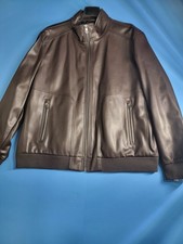 New With Tags Calvin Klein Men's Brown Faux Leather Bomber Jacket XXL
