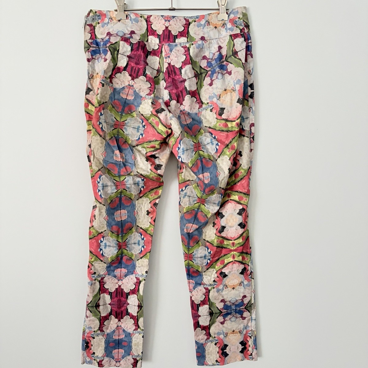 Tiffany Treloar crop leg pants size 2 Pink Colourful Cotton Satin Artsy Barbie View 5
