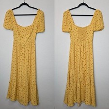 Reformation Size 4 Abbie Tiered Midi Dress In Yellow Floral Gwen Cottagecore