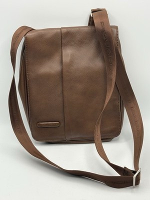 Piquadro Brown Leather Messenger Bag Shoulder Bag Unisex