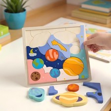 Wooden Puzzles for Kids Solar System Puzzles Interactive Shape Matching Game