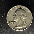 1960 Washington Quarter 25C 90% Silver Circulated Business Strike Denver US Coin
