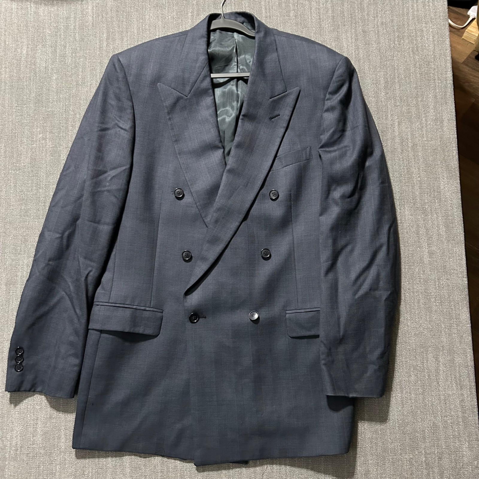 Nino Cerruti Rue Royale Mens Grey Double Breasted Blazer Jacket Peak Lapel 42R