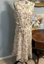 Brooks Brothers Women's Floral Sleeveless 100% Italian Woven Silk Dress Sz 10