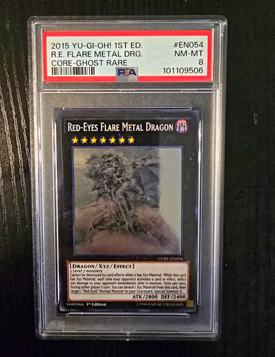 Konami Yu-Gi-Oh! Red-Eyes Flare Metal Dragon CORE-EN054 Ghost Rare 1st PSA 8