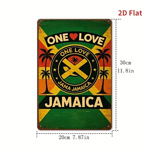 Tin Metal Signs Home Décor 8x12 Inch ONE LOVE JAMAICA Vintage Wall Art with J