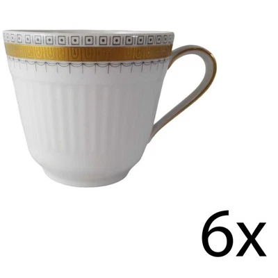 6er Set Kaffeetasse Tasse Seltmann Weiden Vohenstrauß Grau Gold Dekor - Bild 1 von 2