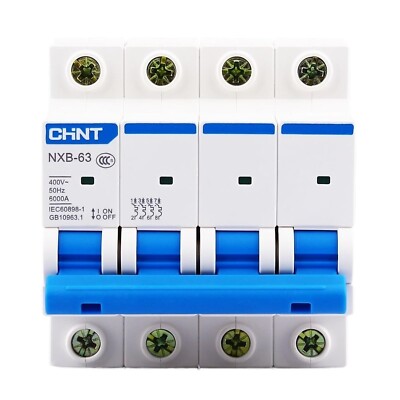 3Pcs NXB-63 4P C16 CHINT Circuit Breaker 4Pole 400V AC Miniature Circuit Breaker
