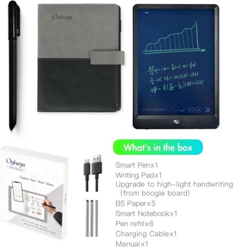 OPHAYA Smart Pen+Notebook+Tablet, Digitize Handwriting, Bluetooth Real Time Sync - Picture 2 of 9