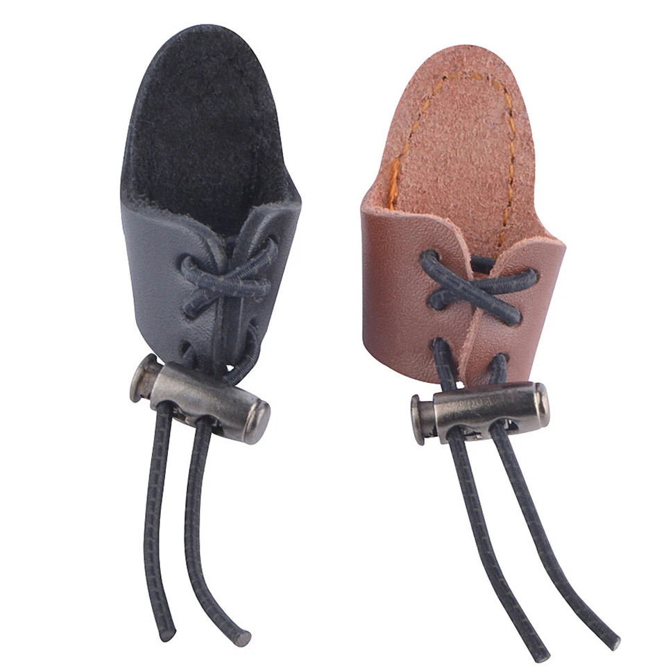 2pcs Archery Leather Thumb Ring Finger Guard Tab Glove Bow Shooting Protector - Image 2 of 4