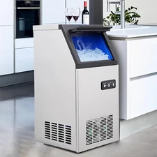 Commercial Ice Maker Machine 130lbs/24H Counter Ice Maker with 24LBS Storage Bin