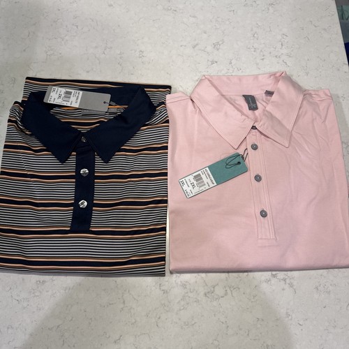 Lot Of 2 Ashworth Golf Polos Men's Active Size XXL Striped New With Tags