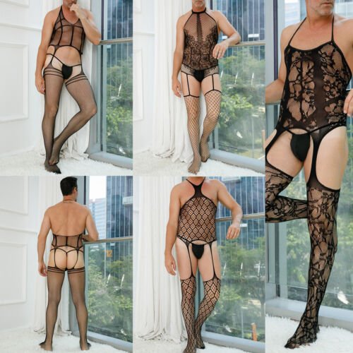 Mens Underwear Nighties Pantyhose Party Sleeveless Thong Halter Neck Bikini - Picture 1 of 44