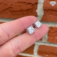 925 Sterling Silver CZ Stud Earrings Cubic Zirconia 8MM UNISEX Earrings