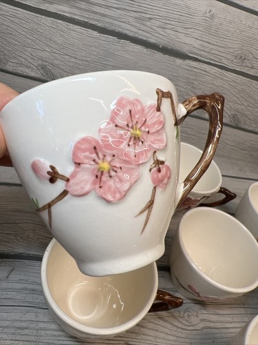 A Set of Eight Vintage Metlox Poppytrail Peach Blossom Coffee Cups Cottage
