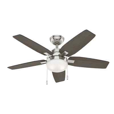Kleine Deckenlampe Deckenventilator Arcot Hunter Nickel matt Deckenlüfter 117 cm