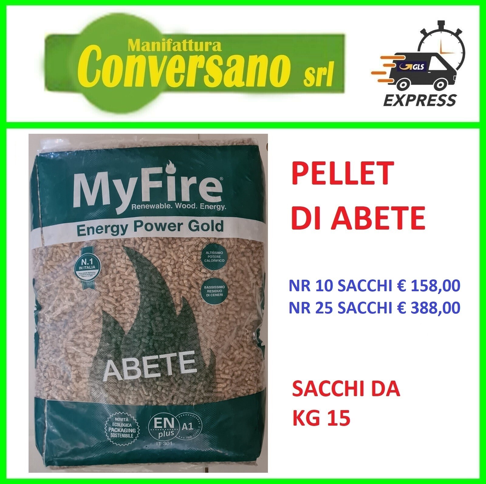 PELLET DI ABETE MYFIRE SACCHI DA 15 KG C.U | eBay