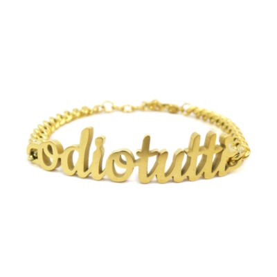 Habibi Jewels Collana in Acciaio da Donna con scritta ODIO TUTTI Silver a Maglia Larga Collanina Necklace for Woman Regalo Compleanno Laurea Onomastico Festa della Mamma