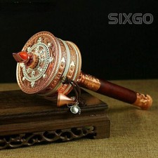 12" Copper Hand Turn Prayer Wheel Tibetan Buddhism Meditation Artifact