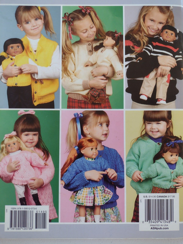 KNITS FOR GIRLS AND DOLLS Girl Sizes 2-12 ~18" Doll Sweaters ASN 1348 Out of pri - Picture 2 of 4